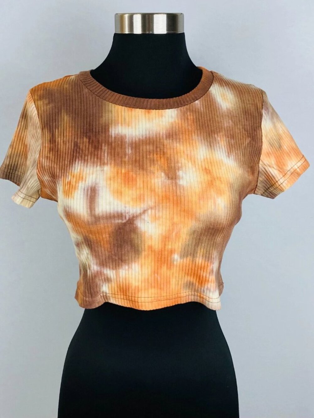 Shein Womens Juniors Large L Cotton Ribbed Rusty Orangey Brown Crop Top